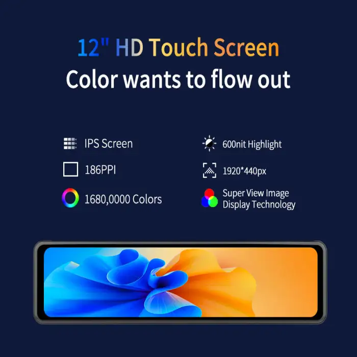 Car DVR Front and Rear 4k Dash Cam Dual Screen HD 1080P Rear View Mirror Multimedia Video Recorder Wireless CarPlay&Android Auto