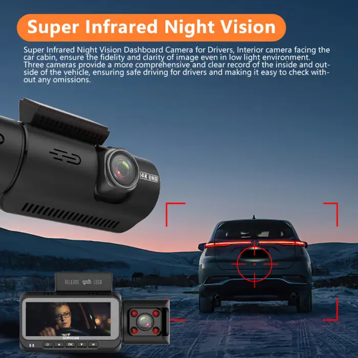 3 Channel 4K Dash Cam Front and Rear Interior Car Camera SONY STARVIS2 678 Sensor 5GHz WiFi GPS HDR Car DVR Video Recorder ZD80B