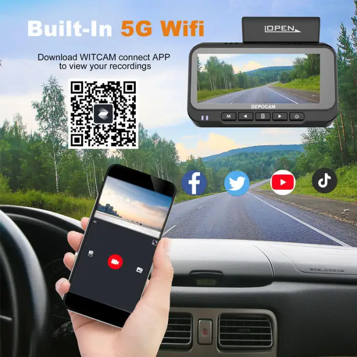 3.19'' Screen Dashcam 4K Front and 4K Rear Dashcam with Wifi GPS HDR Dash Cam Car Dvr 24H Parking Camera ZD72P+HW