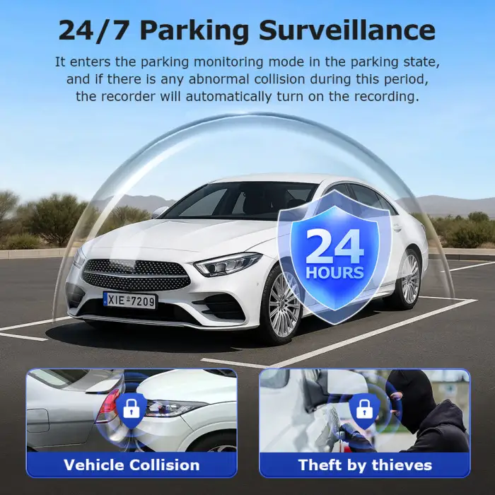 Car Guard Camera 24/7 Parking Radar Detection Front and Rear 6MP Car GPS Night Vision 4G APP Control Live Recorder