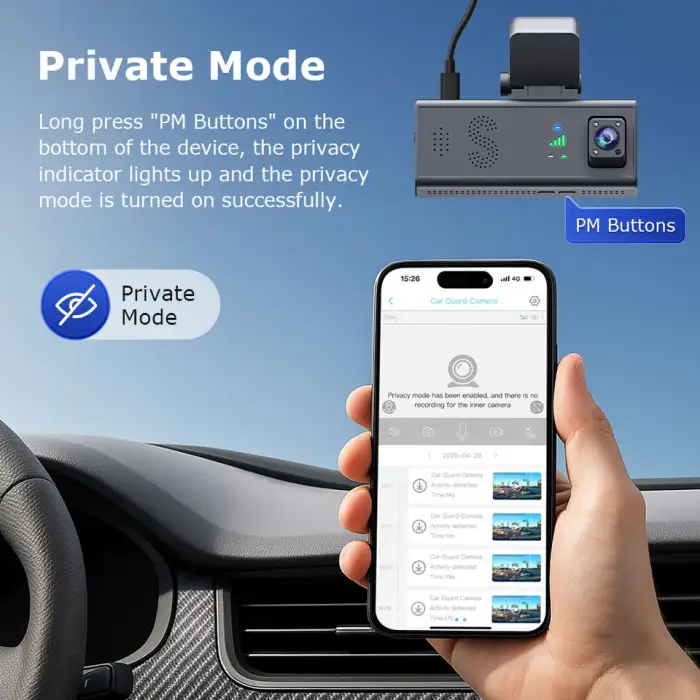 Car Guard Camera 24/7 Parking Radar Detection Front and Rear 6MP Car GPS Night Vision 4G APP Control Live Recorder