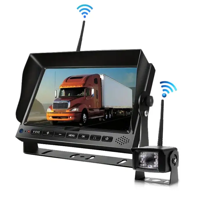2.4G 1080P Digital Wireless Camera System Reversing Aid Heavy Truck MDVR 256GB Quad Screen with 4PCS Wireless Backup Camera