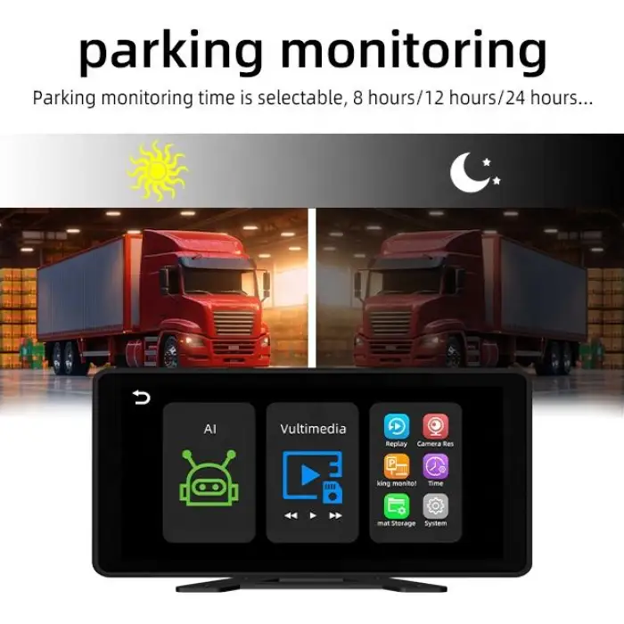 10.36 Inch 4 Channels Split Screen Car MP5 DVR Recorder Monitor With FHD Front Rear Backup Camera for Truck/Bus/Trailer/RVs
