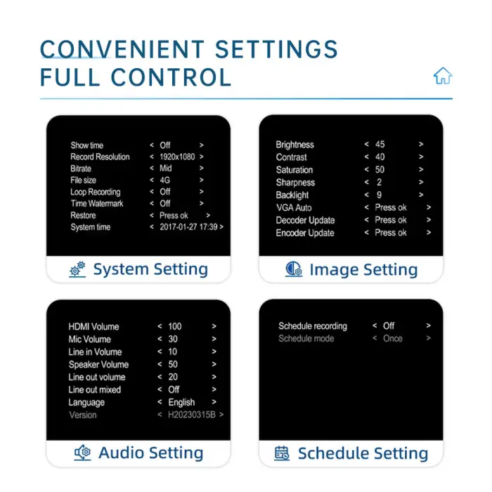 Mini Size Stand Alone Endoscope Switchable Video Recorder VGA DVI HDMI YPbPr RCA Camera 4K Capture Box VHS Recorder