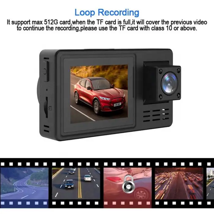2 Inch Dash Cam 4k Front and Rear 3 Channel Front and Rear 4K Recording Video Dash Cam 4k with Gps Car Camera Black