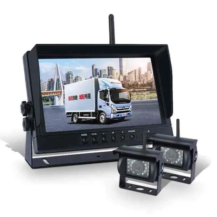 9inch Wireless Monitor with 2 Cameras, Truck Wireless Rearview Camera System, Rear Car Camera for All Heavy-duty Vehicle