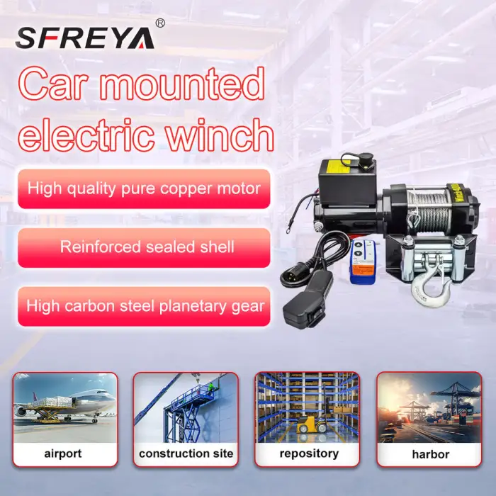 S3078 Car Mounted Electric Winch 300-1000kg Small Crane Traction Hoist Winch Car Mounted Steel Electric Wire Rope Winch