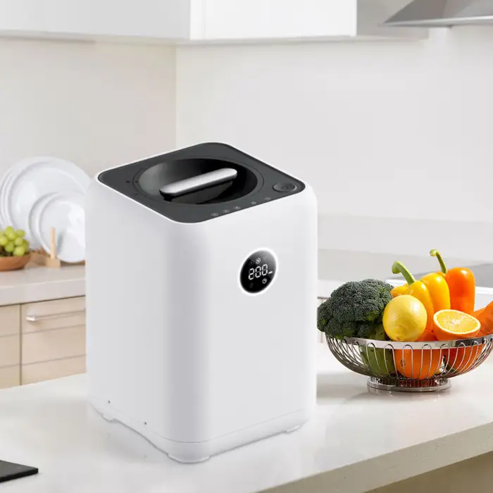 Black Electric Kitchen Waste Composting Machine Food Waste Disposer with Automatic Garbage Disposal Function