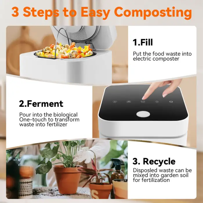 Auto Household Kitchen Customized Natural Fertilizer Garbage Disposer Food Waste Composting Machine