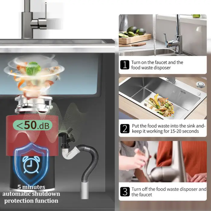 Electric Stainless Steel Kitchen Sink Food Garbage Disposal Electric Food Waste Disposers Manual Garbage Disposals for Home Used