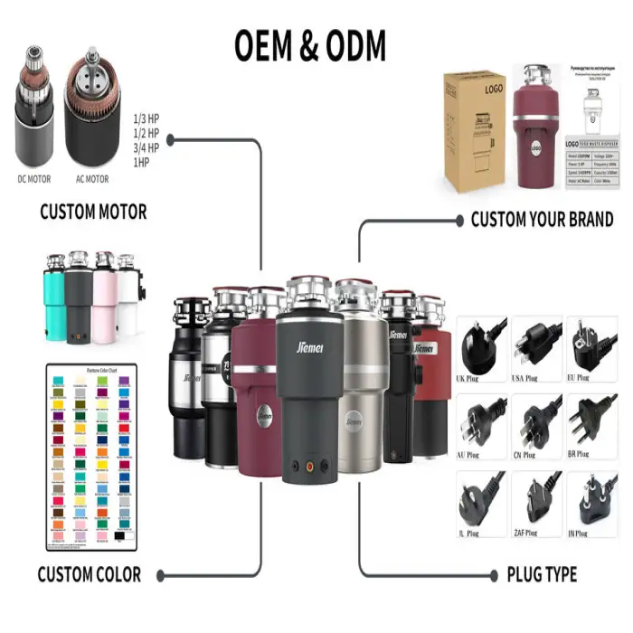Jiemei Kitchen Waste Disposal DC Motor Kitchen Sink Garbage Disposal Shredder Household
