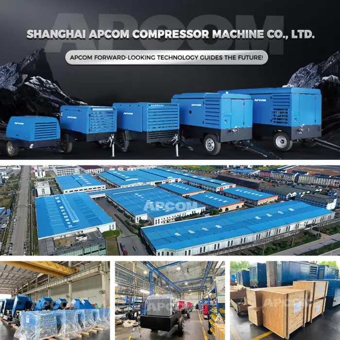 APCOM 190 200 350 185 Cfm diesel Screw air Compressor diesel Engine 175cfm 185cfm 190cfm 200cfm 210cfm 350cfm for Jack Hammer