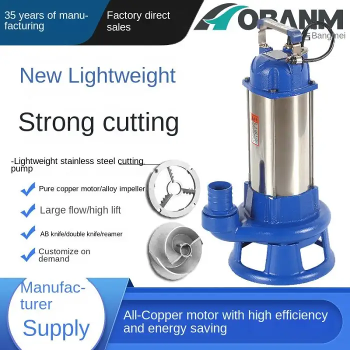 2HP Electric Household WQK Cutting Slurry Sewage Screw Pump for Chicken and Pig Ranch Breeding Farms