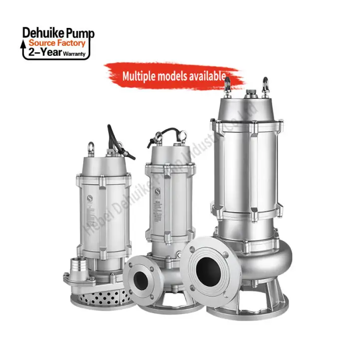 DEHUIKE Heavy Duty Stainless Steel Non-clog Submersible Mud Centrifugal Sewage Dirty Water Pump