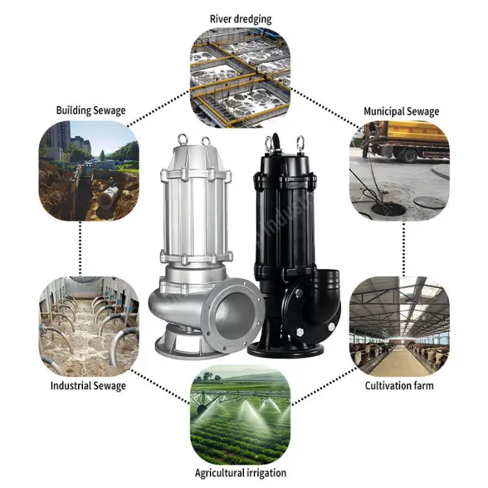 DEHUIKE Heavy Duty Stainless Steel Non-clog Submersible Mud Centrifugal Sewage Dirty Water Pump