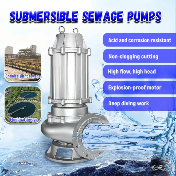 DEHUIKE Heavy Duty Stainless Steel Non-clog Submersible Mud Centrifugal Sewage Dirty Water Pump