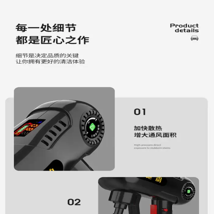 Wireless 21V High-Pressure Water Gun Rechargeable ABS Electric Brushless Car Washer Home & Car Boost with Lithium Battery