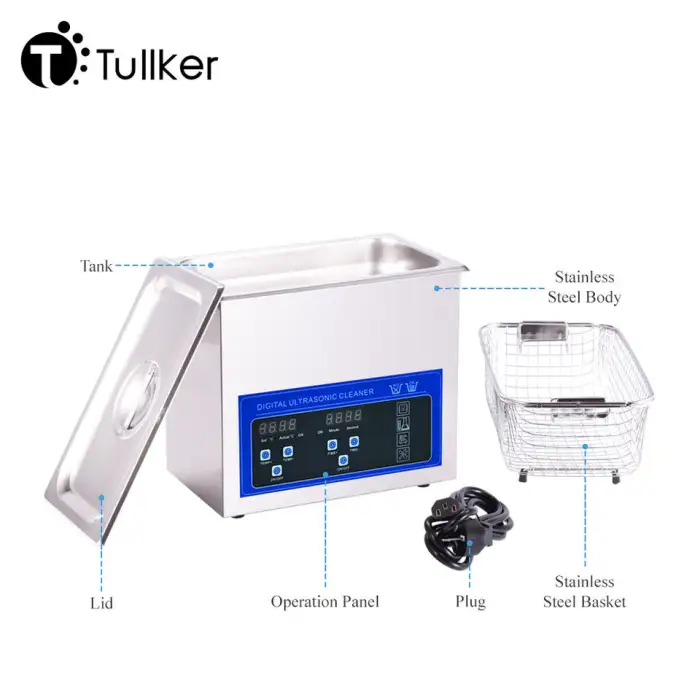 3.2L Tullker Ultrasound Washing Machine Oil Rust Degrease Rinse Hardware Car Block Parts Main Board Dental Ultra Sonic Cleaner