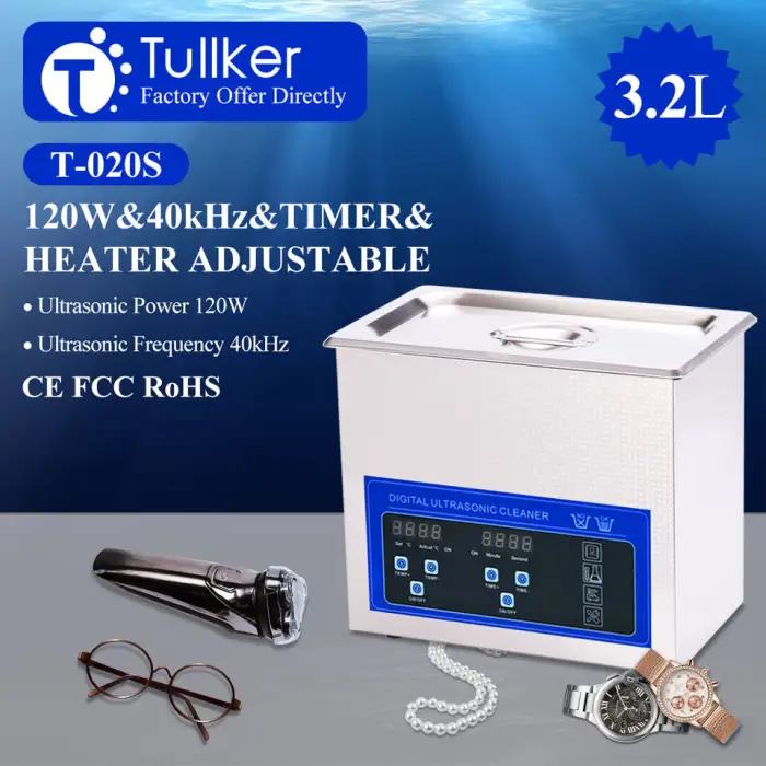 3.2L Tullker Ultrasound Washing Machine Oil Rust Degrease Rinse Hardware Car Block Parts Main Board Dental Ultra Sonic Cleaner