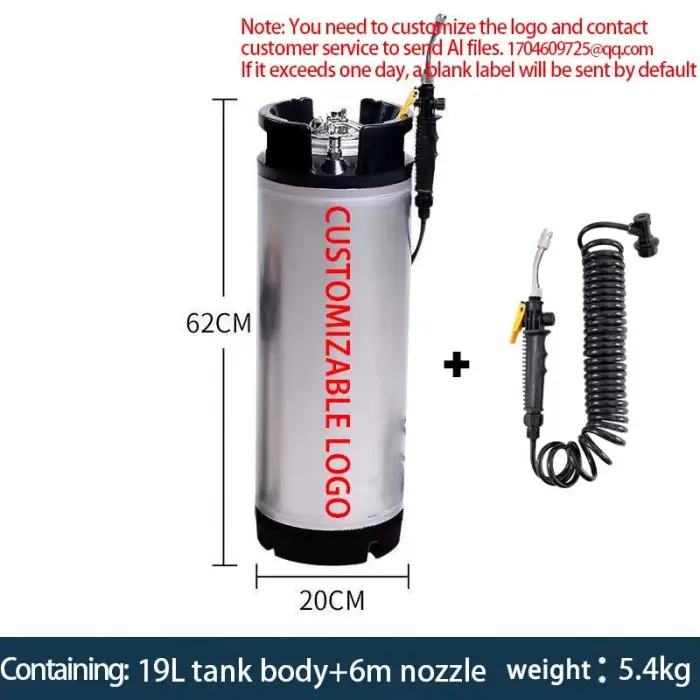 19L Portable PPF Window Tint Keg, High-Pressure Water Tank for Car Wash and Cleaning