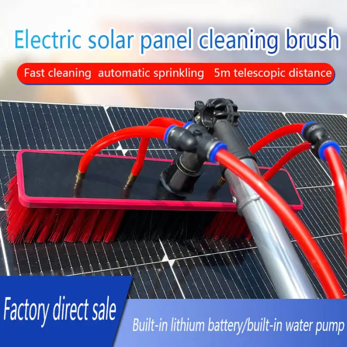 Solar Panel Cleaning Brush Water Washing Photovoltaic Tool Build with Battery and Water Pump Water Spray Washer