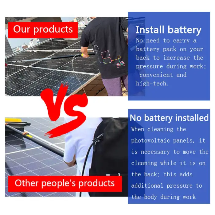 Solar Panel Cleaning Brush Water Washing Photovoltaic Tool Build with Battery and Water Pump Water Spray Washer