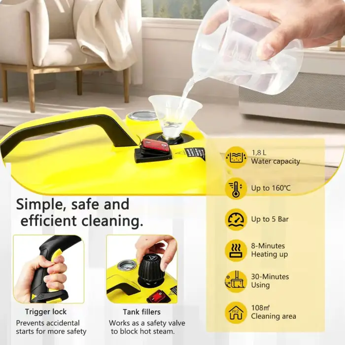 2000w Multipurpose Household Steamer Cleaning Machine Car Carpet Floor Window Hand Held High Pressure Steam Cleaner