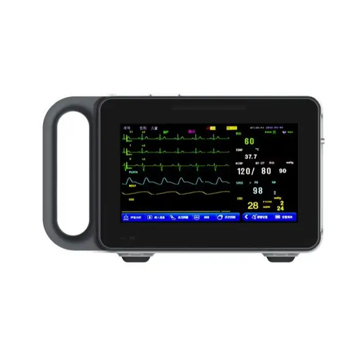 Portable Multiparameter Patient Monitor Vital Sign ECG Waveform Electric Power Source Made Plastic Examination Therapy Equipment