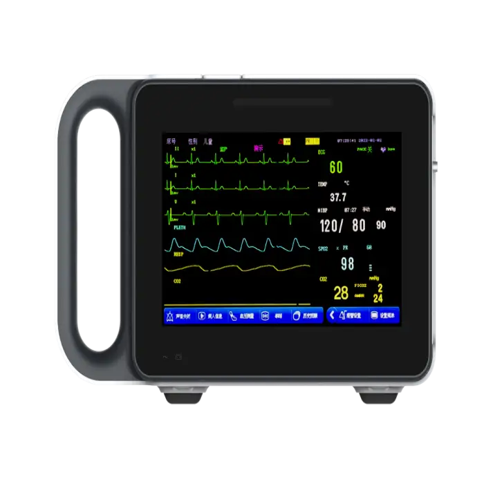 Portable Multiparameter Patient Monitor Vital Sign ECG Waveform Electric Power Source Made Plastic Examination Therapy Equipment