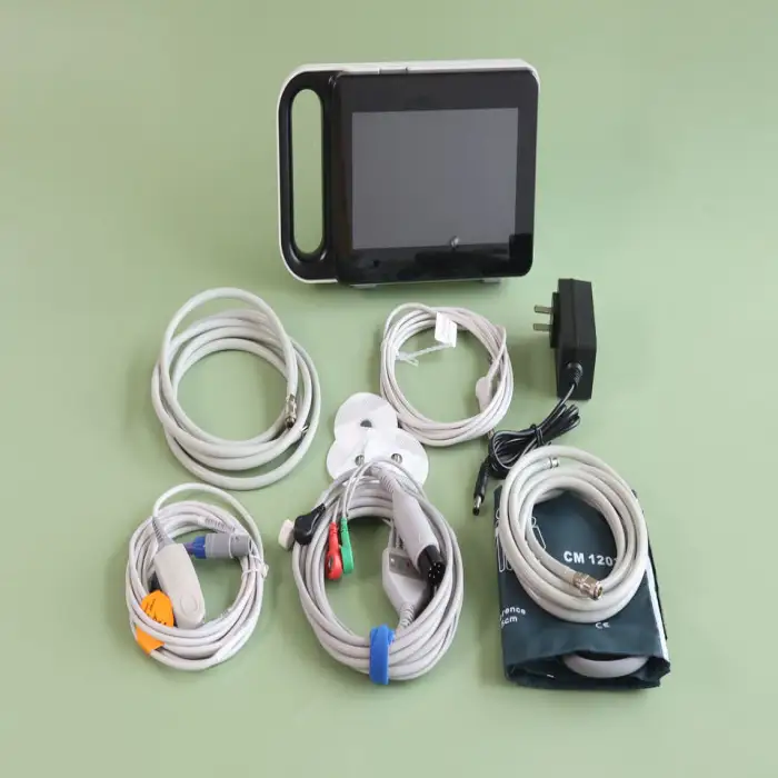 Portable Multiparameter Patient Monitor Vital Sign ECG Waveform Electric Power Source Made Plastic Examination Therapy Equipment