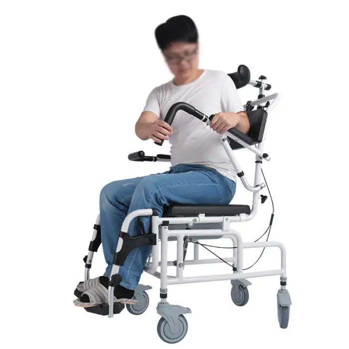 Adjustable Headrest Tilt-in-Space Reclining Shower/Toilet Commode Chair Padded Seat Armrests Flip-Up Bathroom Safety Equipment