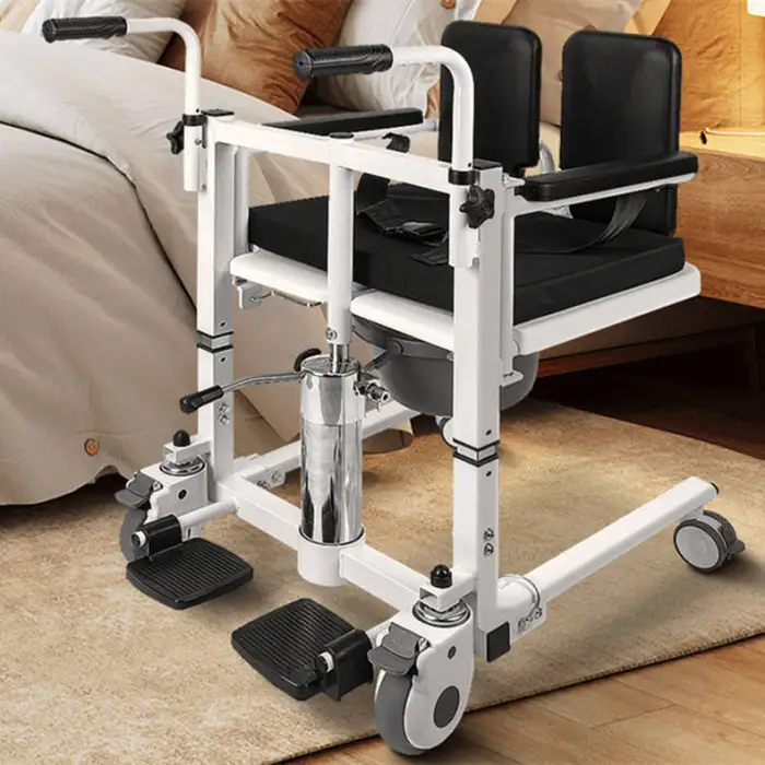 Portable Transfer Aid Chair for Elderly and Handicapped Bathroom Safety Equipment Shower Chair and Bedside Commode Bedpan