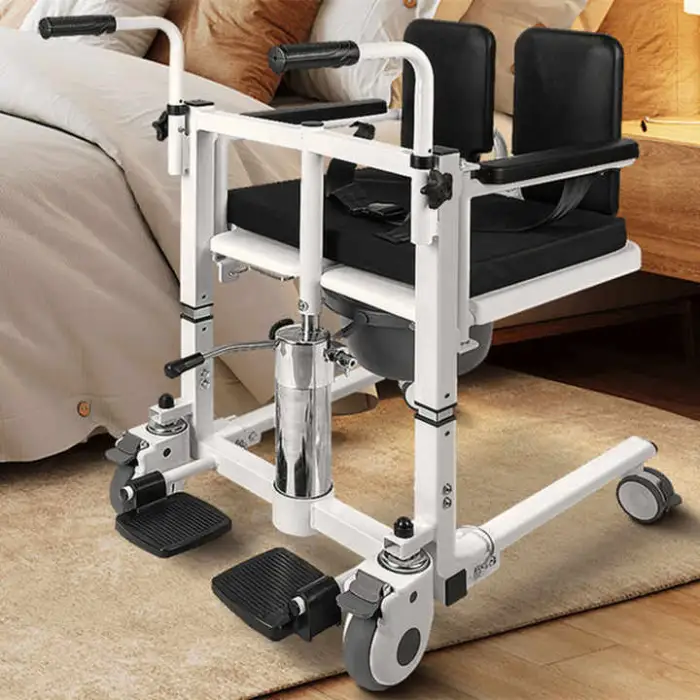 Portable Transfer Aid Chair for Elderly and Handicapped Bathroom Safety Equipment Shower Chair and Bedside Commode Bedpan