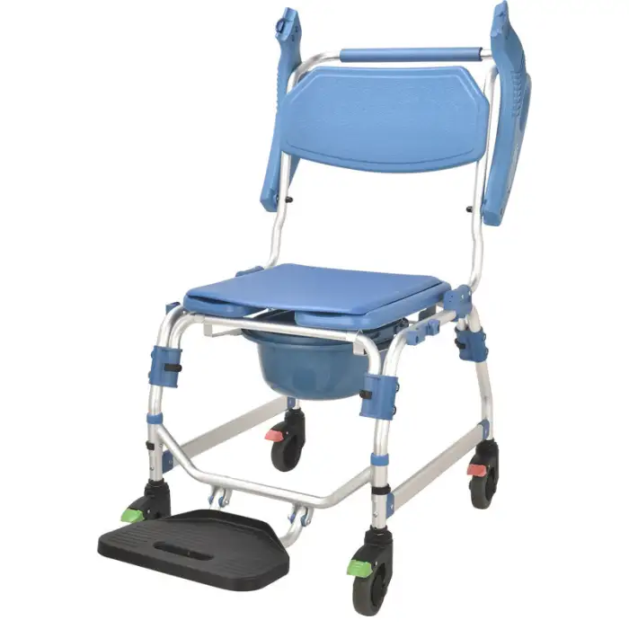 Folding Commode Wheel Chair for Shower and Commode Toilets Feature in Bathroom Safety Equipment