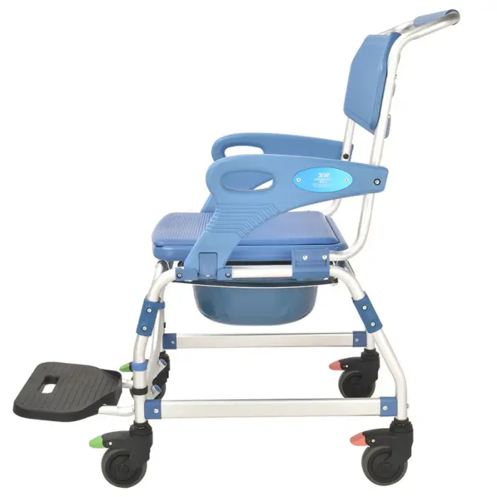 Folding Commode Wheel Chair for Shower and Commode Toilets Feature in Bathroom Safety Equipment