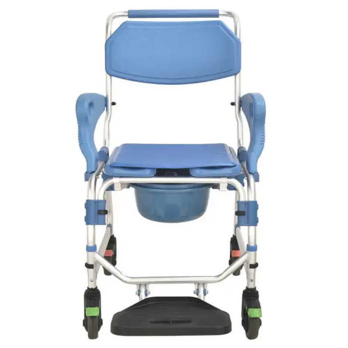 Folding Commode Wheel Chair for Shower and Commode Toilets Feature in Bathroom Safety Equipment