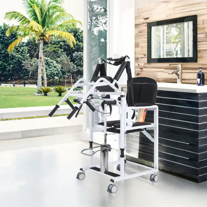 Hydraulic Lift Chair for Elderly Care with Commode Shower Patient Transfer Feature Health Care Supply Bathroom Safety Equipment