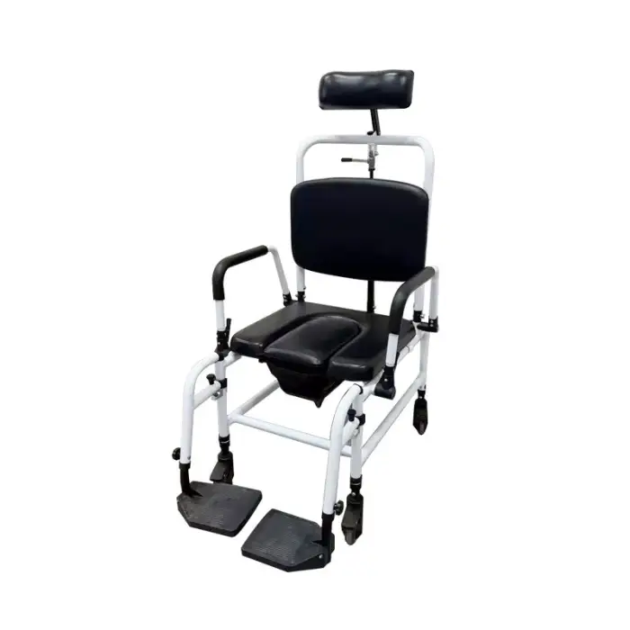 Comfortable Reclining Commode Chair with Tilt Toilet Feature Bathroom Safety Equipment