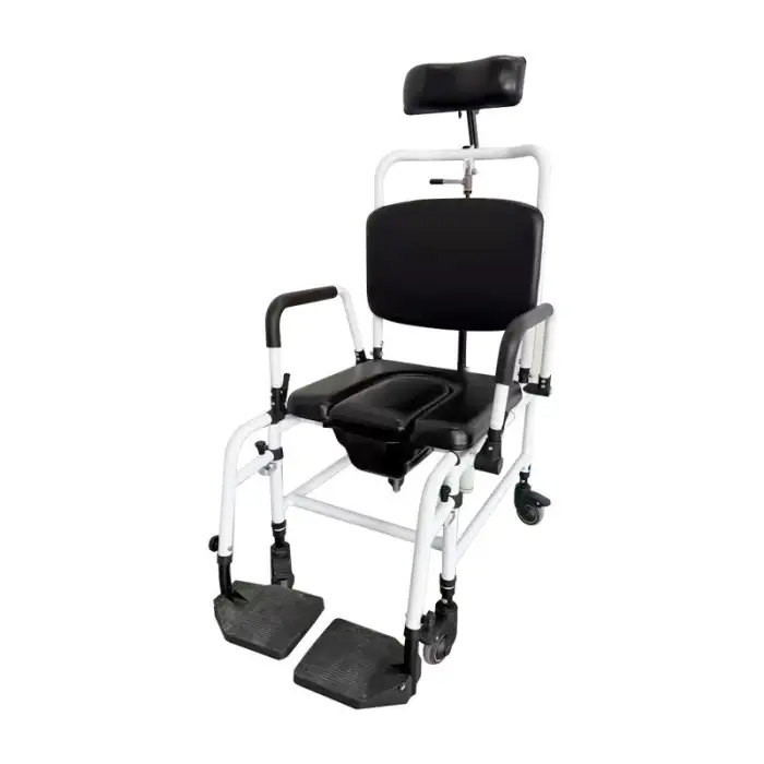 Comfortable Reclining Commode Chair with Tilt Toilet Feature Bathroom Safety Equipment