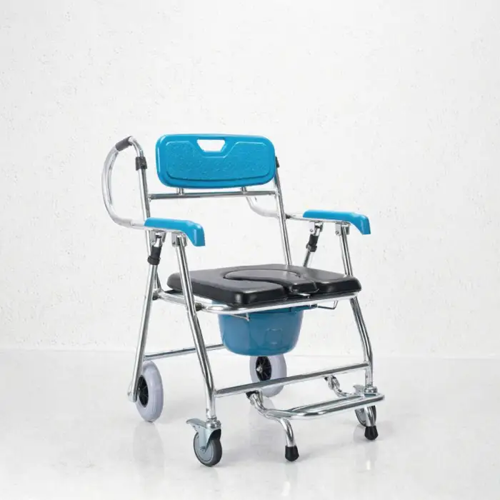 Aluminum Alloy Mobile Toilet Stool Elderly Shower Chair Wheels Safety Equipment Toilet Seat Elderly Bathroom Accessory