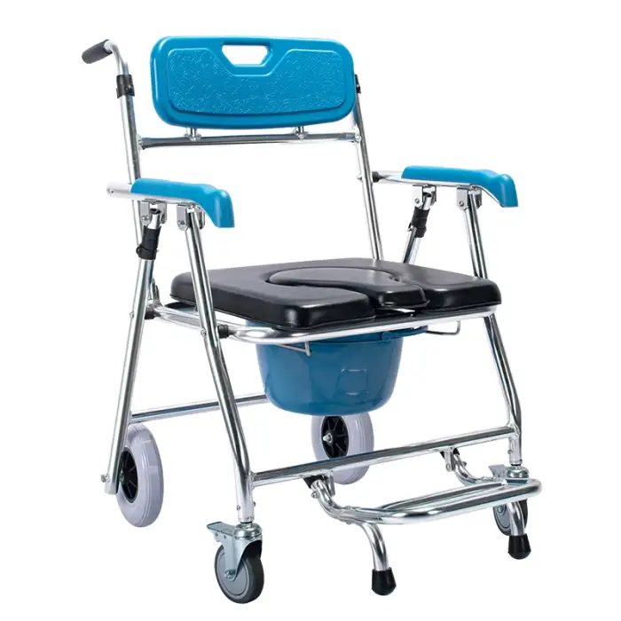 Aluminum Alloy Mobile Toilet Stool Elderly Shower Chair Wheels Safety Equipment Toilet Seat Elderly Bathroom Accessory