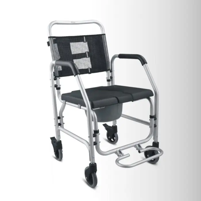 Medical Adjustable Commode Wheelchair with Four Wheels for Disabled and Elderly