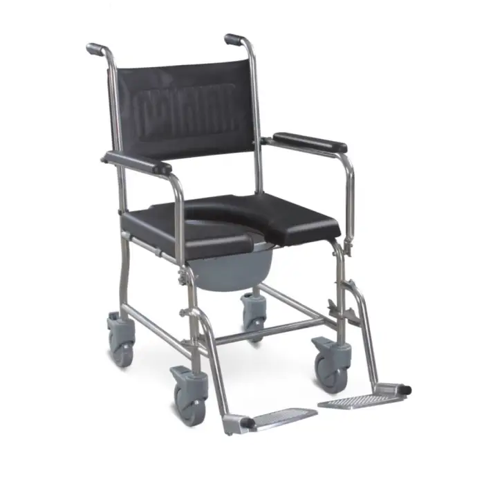 Medical Adjustable Commode Wheelchair with Four Wheels for Disabled and Elderly