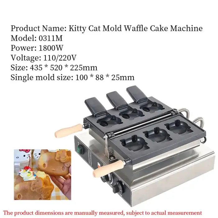 Commercial Cat Waffle Maker Machine with Hellokitty Shape Electric Taiyaki Waffle Maker Ice Cream Taiyaki Machine