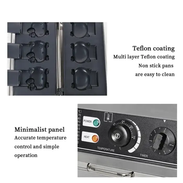 Commercial Cat Waffle Maker Machine with Hellokitty Shape Electric Taiyaki Waffle Maker Ice Cream Taiyaki Machine