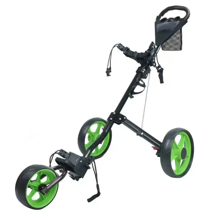3 Wheel Push Pull Golf Cart Ultra Lightweight Foldable Storage Golf Bag Trolley 3 Wheel Golf Push Cart