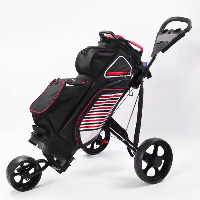 3 Wheel Push Pull Golf Cart Ultra Lightweight Foldable Storage Golf Bag Trolley 3 Wheel Golf Push Cart