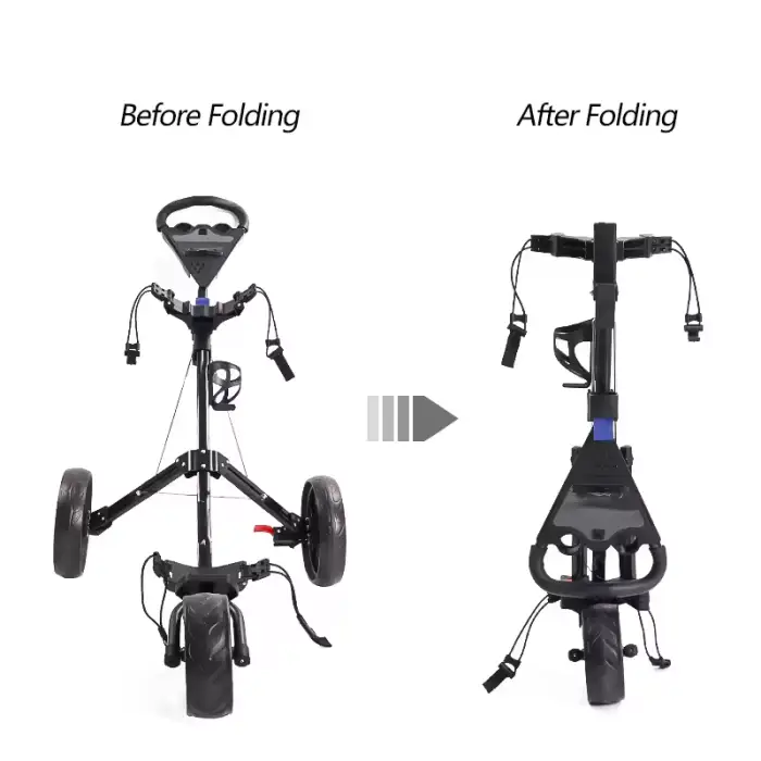 3 Wheel Push Pull Golf Cart Ultra Lightweight Foldable Storage Golf Bag Trolley 3 Wheel Golf Push Cart