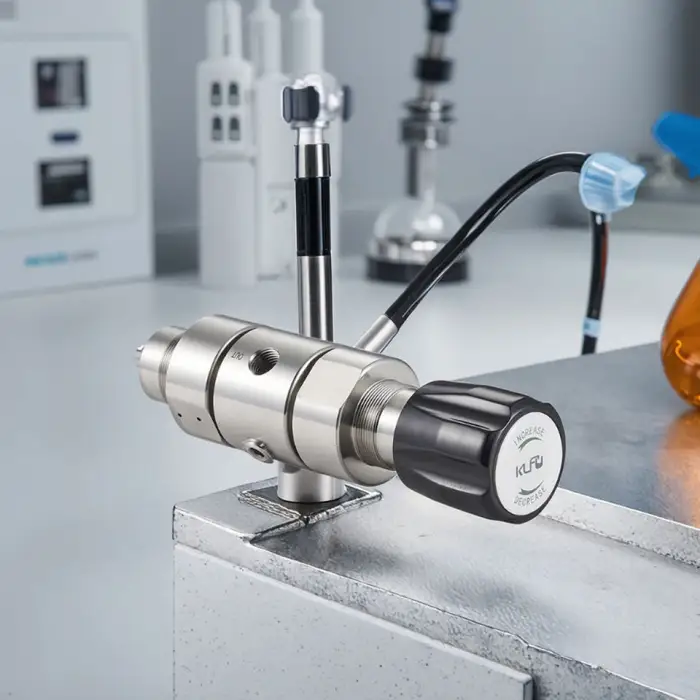 High Purity 316L Stainless Steel Gas Regulator Dual Stage Small Flow Low Pressure Without Dial
