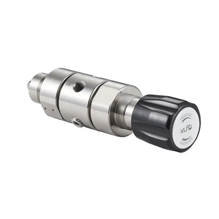 High Purity 316L Stainless Steel Gas Regulator Dual Stage Small Flow Low Pressure Without Dial